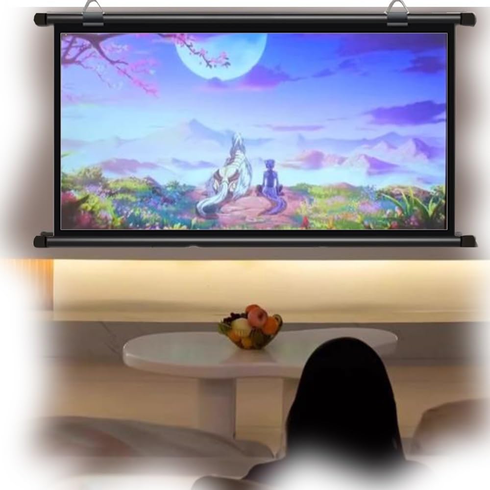 Ekran projektora 30 cali 40 cali 50" 60" Ręczny ekran projekcyjny przenośny ekran projekcyjny do prezentacji kina domowego edukacja (16:9,60 cala)