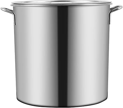 Large Professional Stainless Steel Stock Pot with Lid, Induction-Safe, 6 Sizes from 10L to 100L for Soup, Stews, and Cooking(50cm*50cm(100L))