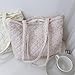Cute Floral Quilted Small Tote Bag for Women Lightweight Shoulder Handbag for Daily Use (Light Pink purple)