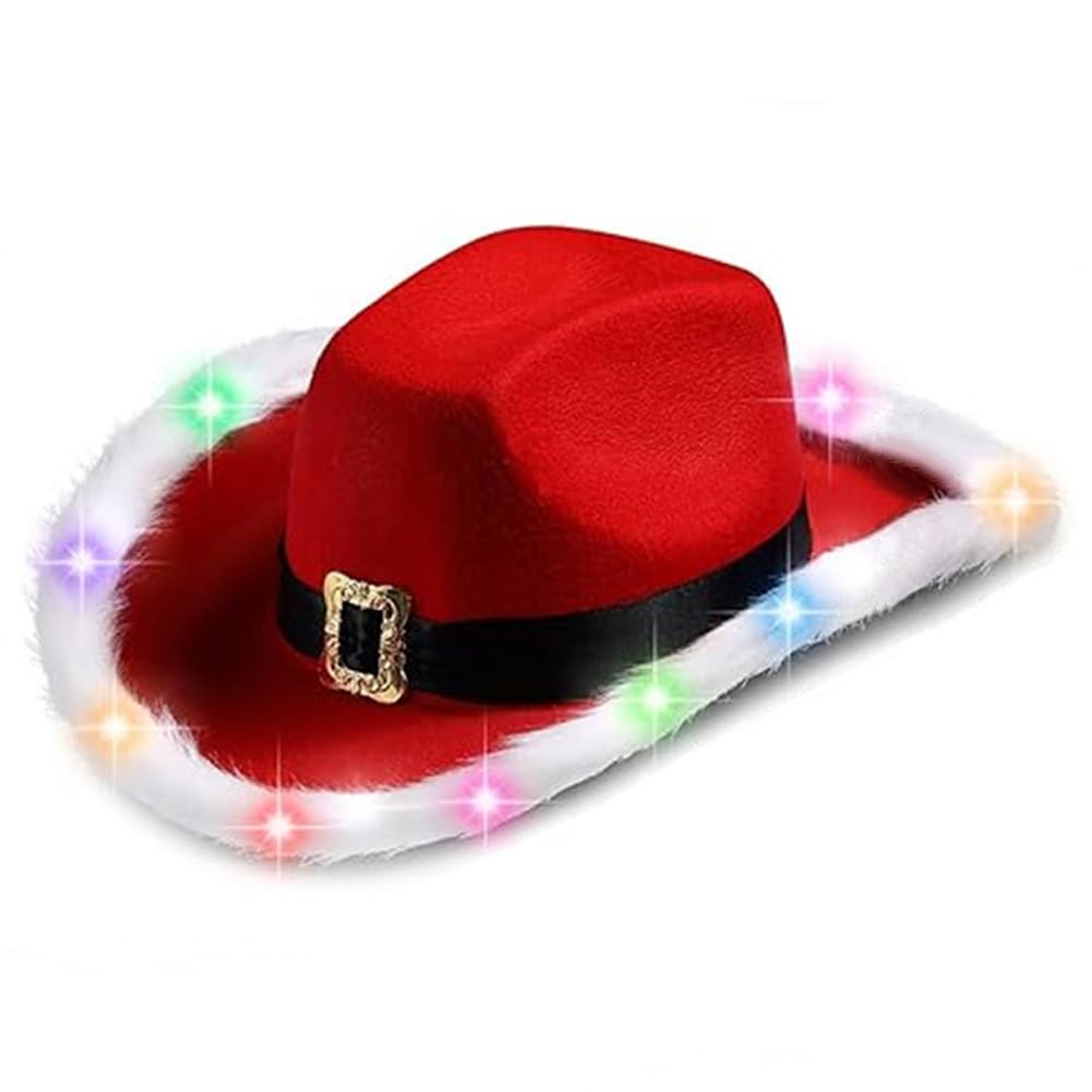 LED Lights Cowboy Hat Men Women Western Sparkly Cowgirl Hat Disco Rodeo Hat Fancy Dress Dance Party Hat Glitter Light Up Hat Novelty Fedora Trilby Hat for Halloween Christmas Birthday Wedding Party — image 1