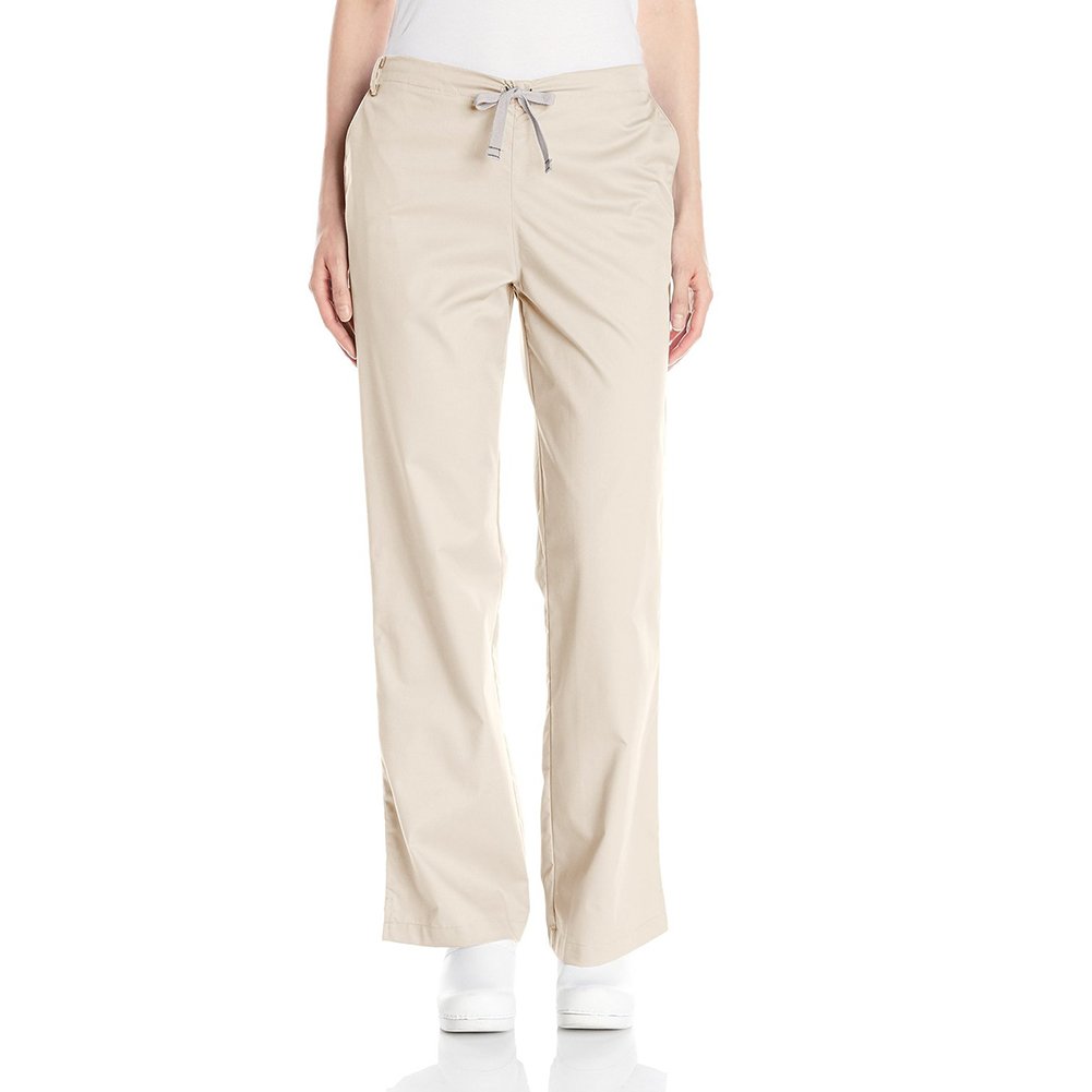 WonderWink Women's Wonderwork Flare Leg Scrub Pant, Khaki, Large