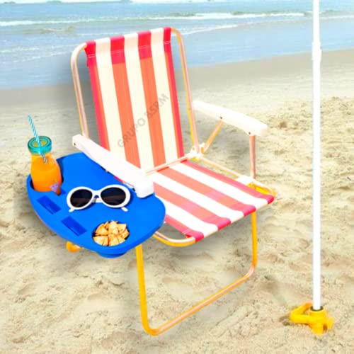 3 Mesas Para Cadeira de Praia Top Lindo Para Tomar Sol Cor Azul