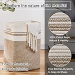 OIAHOMY Laundry Hamper-Laundry Basket,Tall Cotton Storage Basket with Handles,Decorative Blanket Basket for Living room,Collapsible Large Basket for Toys,Pillows,Clothes-16x13x22in-Yellow variegated - Image 3