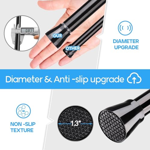 Image of Tension Curtain Rod Black 4PCS Tension Rods for Windows 30 to 64 Inch Spring Curtain Rod Adjustable Tension Rod Tension Curtain Rod of Bathroom Window Curtain Rod Closet rod Kitchen rod Wardrobe