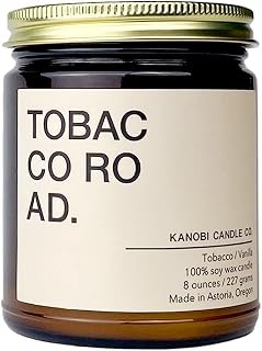 Tobacco & Vanilla Scented Soy Candle: 100% All Natural Soy Wax, Phthalate-Free Premium Fragrance, Lead-Free and Zinc-Free Cotton Wick, Long-Lasting, Clean Burn. Kanobi Candle Co.
