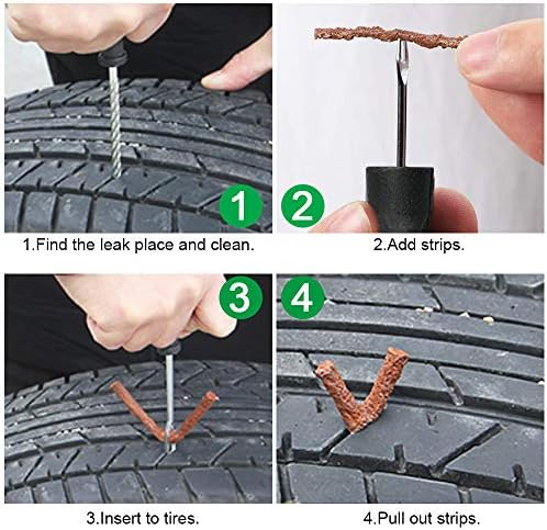 UTRUGAN Tyre Puncture Repair Kit Heavy Duty Emergency Car Van Motorcycle Flat Tyre Plug Repair Tool Tubeless Tire Emergency Repair with 30 pcs Strings for Truck, SUV, ATV, Motorbike, Lawn Tractor