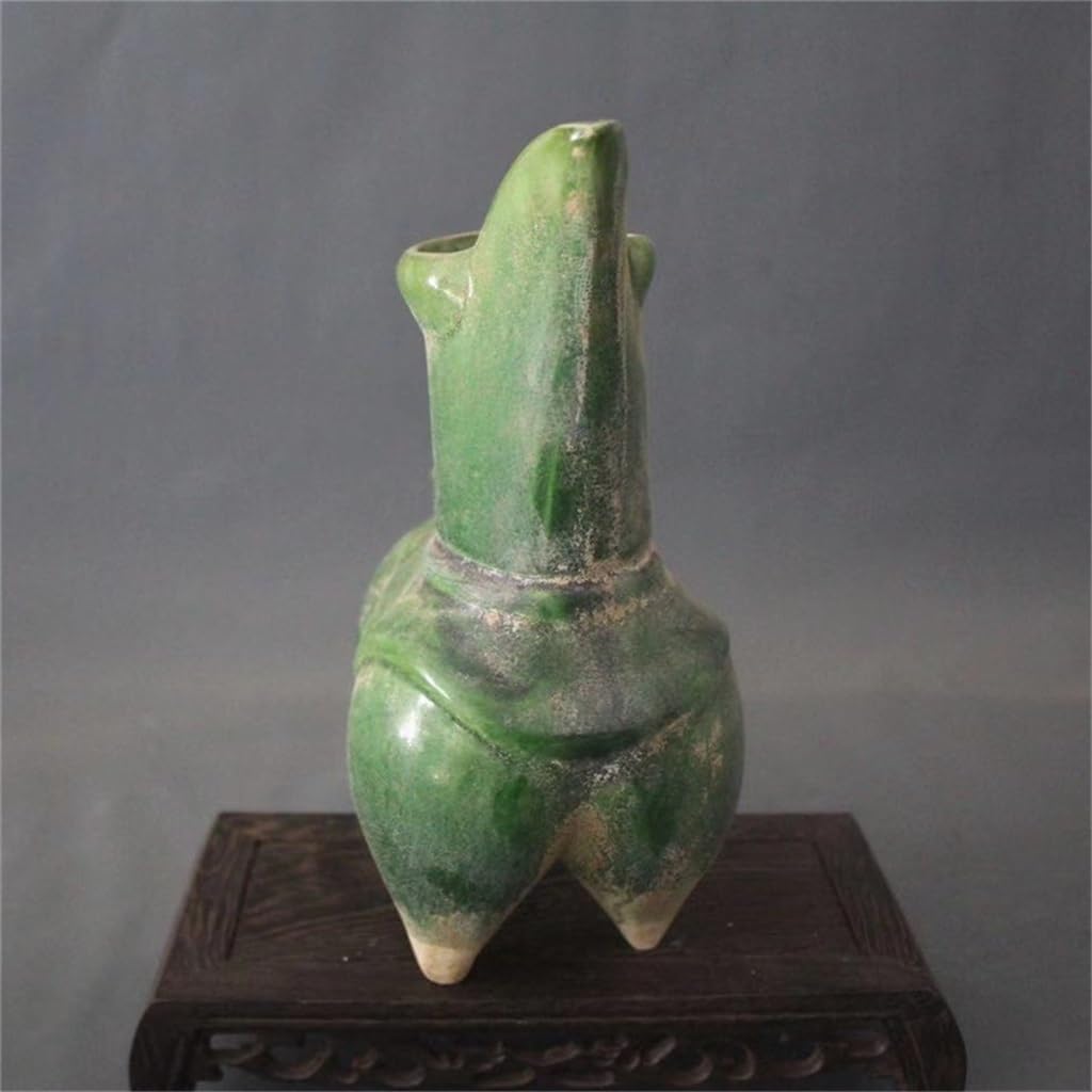 VCDUXMQLK Antique Ceramic Green Glaze Three-footed Jug Wine Cup Display Case Ornaments