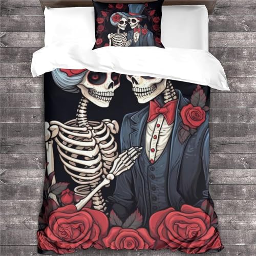 Housse de couette 3D skeleton lit single 135x200 en microfibres douce avec fermeture éclair - 4