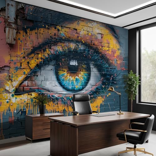 Abstract Graffiti Eyes Wallpaper Peel and Stick Large Wall Mural