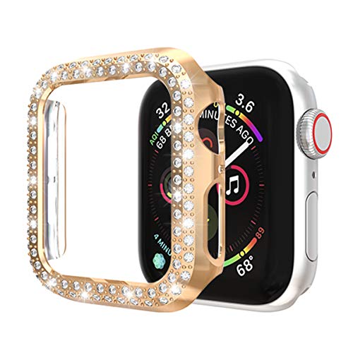 [5-Pack] Protector Case Compatible with Apple Watch Series 3 Series 2 Series 1 42mm Cover, Double Row Bling Crystal Diamonds Protective Cover PC Plated Bumper Frame Accessories - Thumbnail 3
