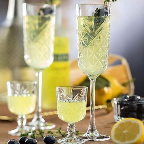 Image of Forestamart Elegant Crystal Champagne Flutes Set of 4-180ml Lead-Free Quality Glass with Diamond Pattern Perfect for Parties Gifting Prosecco & Sparkling Wine