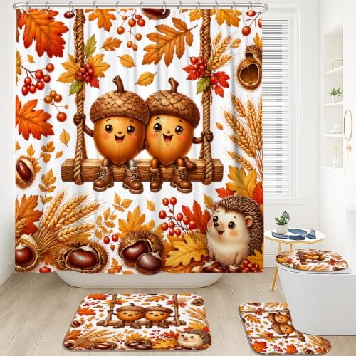 Rideau de douche avec crochets motif feuilles de baignoire 183x183