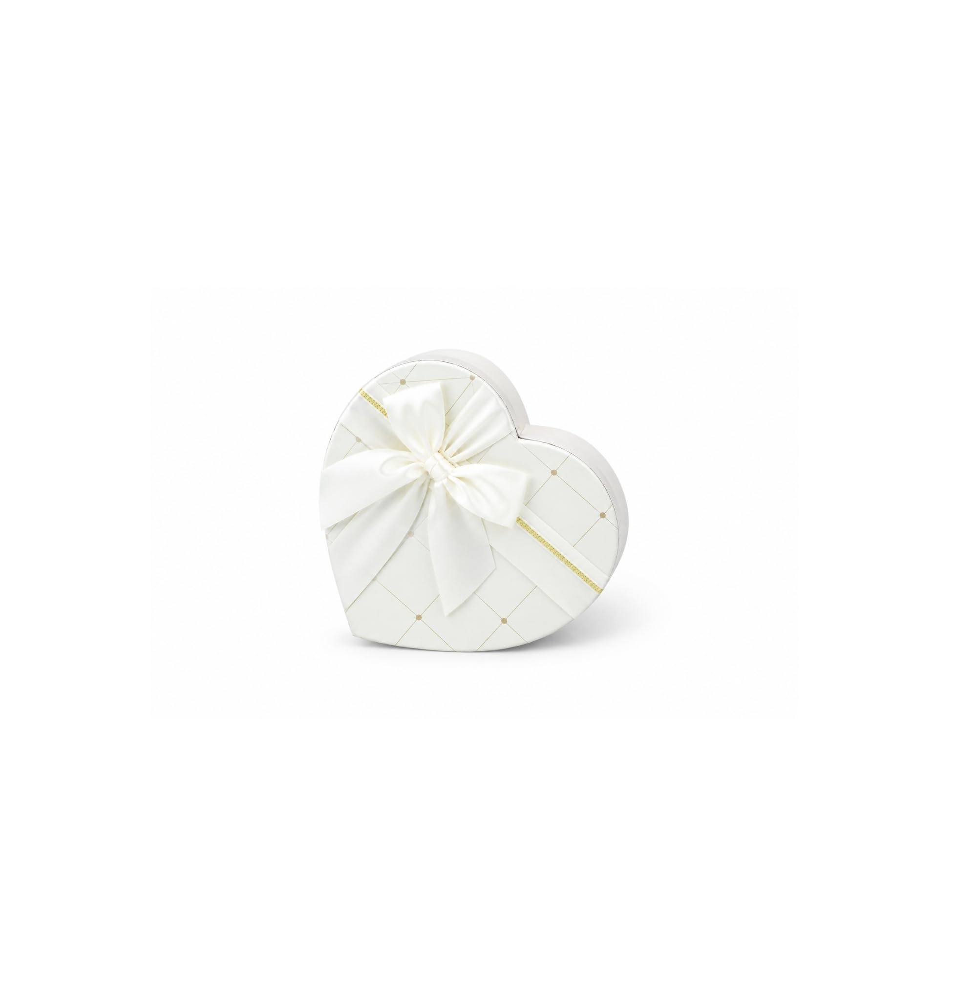 Emartbuy Heart Shape Rigid Gift Box With Ribbon Cream 16x14x6 Cm