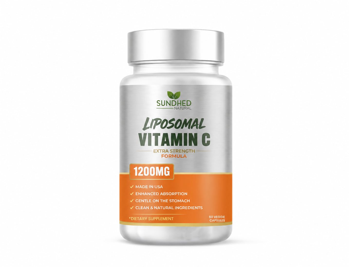 Pure Liposomal Vitamin C - 1200mg Immune System & Collagen Health Booster, Helps Anti Aging Skin Vitamins, Sodium Ascorbate, Sunflower Lecithin, Lypo Spheric - 60 Capsules 1 Count (Pack of 1)