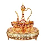 LVPETALIZE Turkish Tea Cups,Turkish Tea Set with Pot and 6 Cups,Turkish Coffee Cup Set for Home Decor,Golden Wine Decanter and Glasses Set