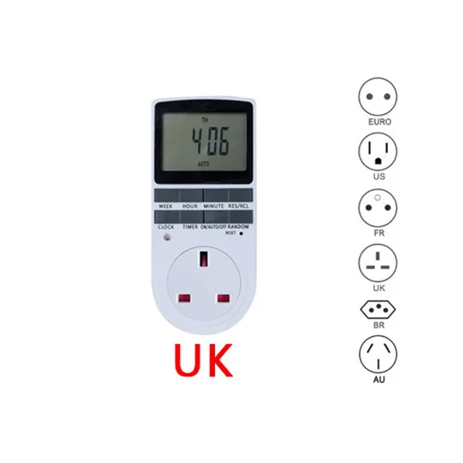 Timer digitale elettronico UK US AU EU FR timer da cucina presa di temporizzazione ciclica programmabile 24 ore(EU Power Meter)