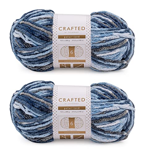 Image of Crafted By Catherine Blanket Multi Yarn - 2 Pack (213 Yards Each Skein), Baby Blue Multi, Gauge 6 Super Bulky