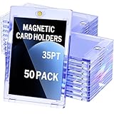 YHIJF 50-Pack Magnetic Card Holder, 35pt One Card Holder Touch for Trading, Baseball Cards, U-V Protectors Hard Plastic for Sports, Game, PKM, MTG Cards
