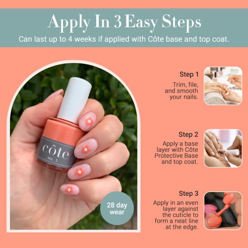 Cote Shop Cote Nail Polish - Quick Dry Vegan 0.4 Fluid Oz Regular Cruelty Free Non Toxic & Safe Chip Resistant Full Coverage (No. 10 Powdery Sheer Pink) #TOP3