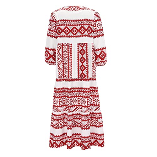 Robe ample imprimé boho avec demi manches légères et col en bretelles ajustables - 6