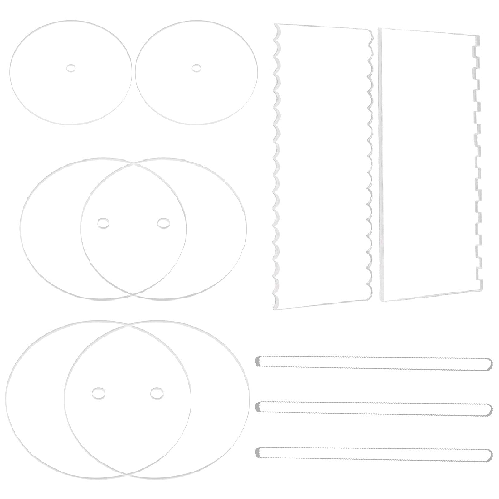 Round Acrylic Cake Discs Set Cake Edge Smoother Cream Sc with Center Hole for Bake Goods