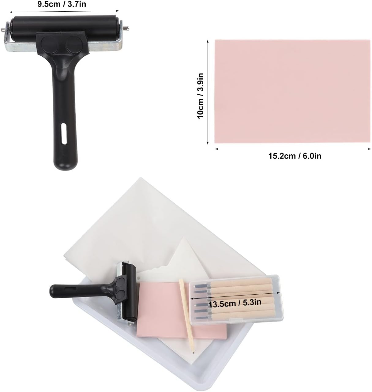 Stamp Making Kit with 6 Carving Knives Tracing Paper Roller and Storage Box for DIY Rubber Stamp Carving Beginners
