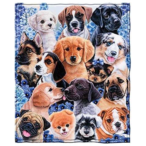 Biyejit Dogs Selfie Soft Fleece Blanket for Kids Children Lightweight Cozy Plush Flannel Blanket For Sofa/Couch/Living Room/Bed Decor Throw Blanket Cover