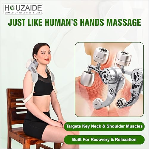 Image of OUZAIDE WORLD OF WELLNESS & CARE Electric Neck Massager for Neck & Shoulder Pain relief, Cervical Pain Relief Massager With 5D kneading Human Hand Like Massage and Heat Therapy for Holi gift options