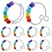 DICOSMETIC 10Pcs 2 Styles Rainbow Rotating Open Cuff Rings Adjustable Personalized Wrap Ring Rotatable Bead Rings Fidget Ring for Anxiety Rainbow Spinner Beads Ring, US Size 8 3/4