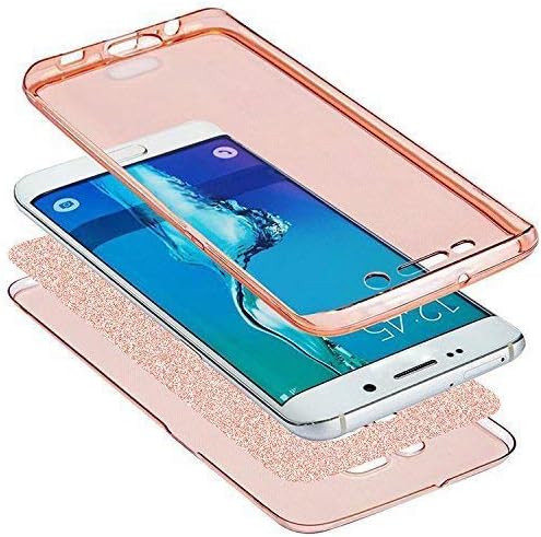 YSIMEE Compatible for Cases Samsung Galaxy S7 Edge Covers,Silicone Clear Rubber Bling Glitter Sparkling TPU Ultra Thin Shockproof Transparent Protective Back Covers -Pink