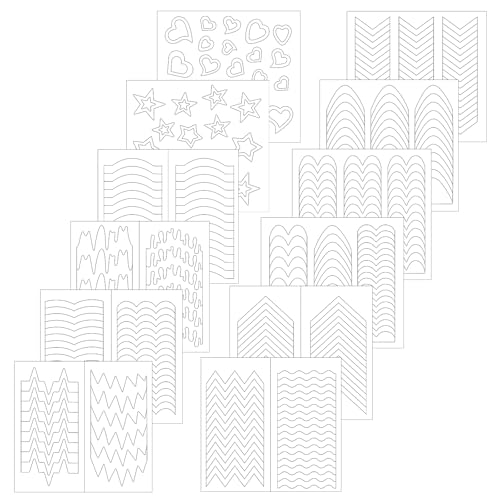 36PCS French Tip Nail Stickers, 12 Styles French Manicure Strips,