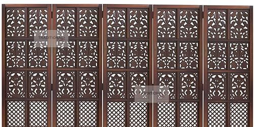 Image of Wooden Room Partition with Stands /Wall Divider for Living Room /Room Divider Wall Separator for Office (6 Panel- Mix with Stand)