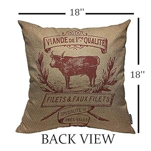 Mugodthrowpillowcovervintagecowdeliadvertismenthomedecorativelinensquarepillowcaseformenwomenbedroomlivingroomcushioncover18x18inchbeigeandbrownpillowcase  Urban Country Home Decor Mugod throw pillow cover vintage cow deli advertisment home decorative linen square pillow case for men women bedroom livingroom cushion cover 18×18 inch beige and brown pillowcase  urban country home decor