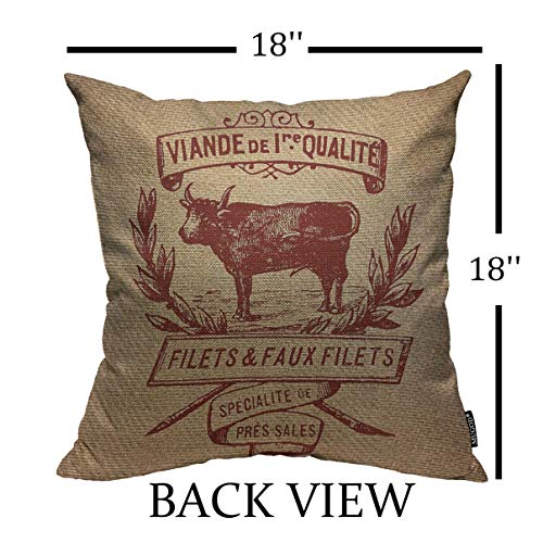 Mugodthrowpillowcovervintagecowdeliadvertismenthomedecorativelinensquarepillowcaseformenwomenbedroomlivingroomcushioncover18x18inchbeigeandbrownpillowcase  Urban Country Home Decor Mugod throw pillow cover vintage cow deli advertisment home decorative linen square pillow case for men women bedroom livingroom cushion cover 18×18 inch beige and brown pillowcase  urban country home decor