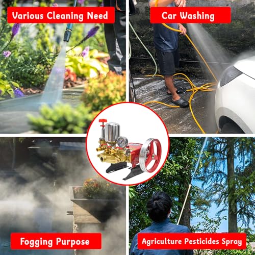 Image of OEM HTP-30 High-Pressure Power Sprayer Pump | Heavy-Duty Pump with Pulley System | 3 Output to 1 /2 inch & 1-1 /4 inch Inch | Agricultural, Irrigation, Mist Fogging, Tracktor Mounted and Car Washing Sprayer