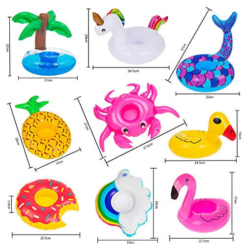 9 Pack Pool Floaties For Girl Dolls Swimming Pool Party Ring Inflatable Drink Holder For 11.5" Girl Dolls Cup Coasters For Kids Pool Toys #TOP1