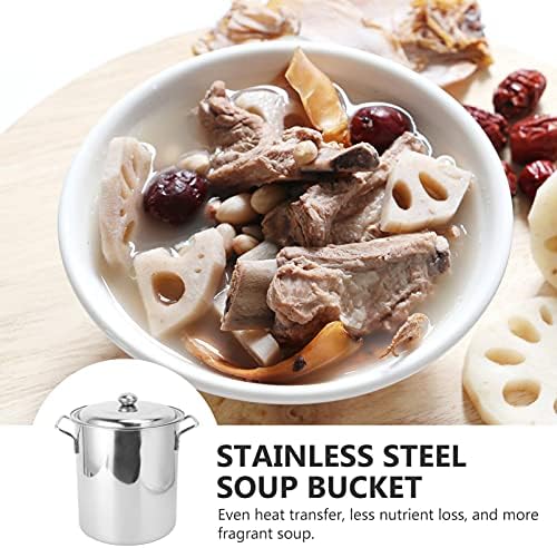 DOITOOL Large Stock Pot Stainless Steel Spill Prevention Lip Soup Cooking Pot Heavy Duty Soup Food Pot with Lid Healthy Cookware for Home Kitchen 22cm