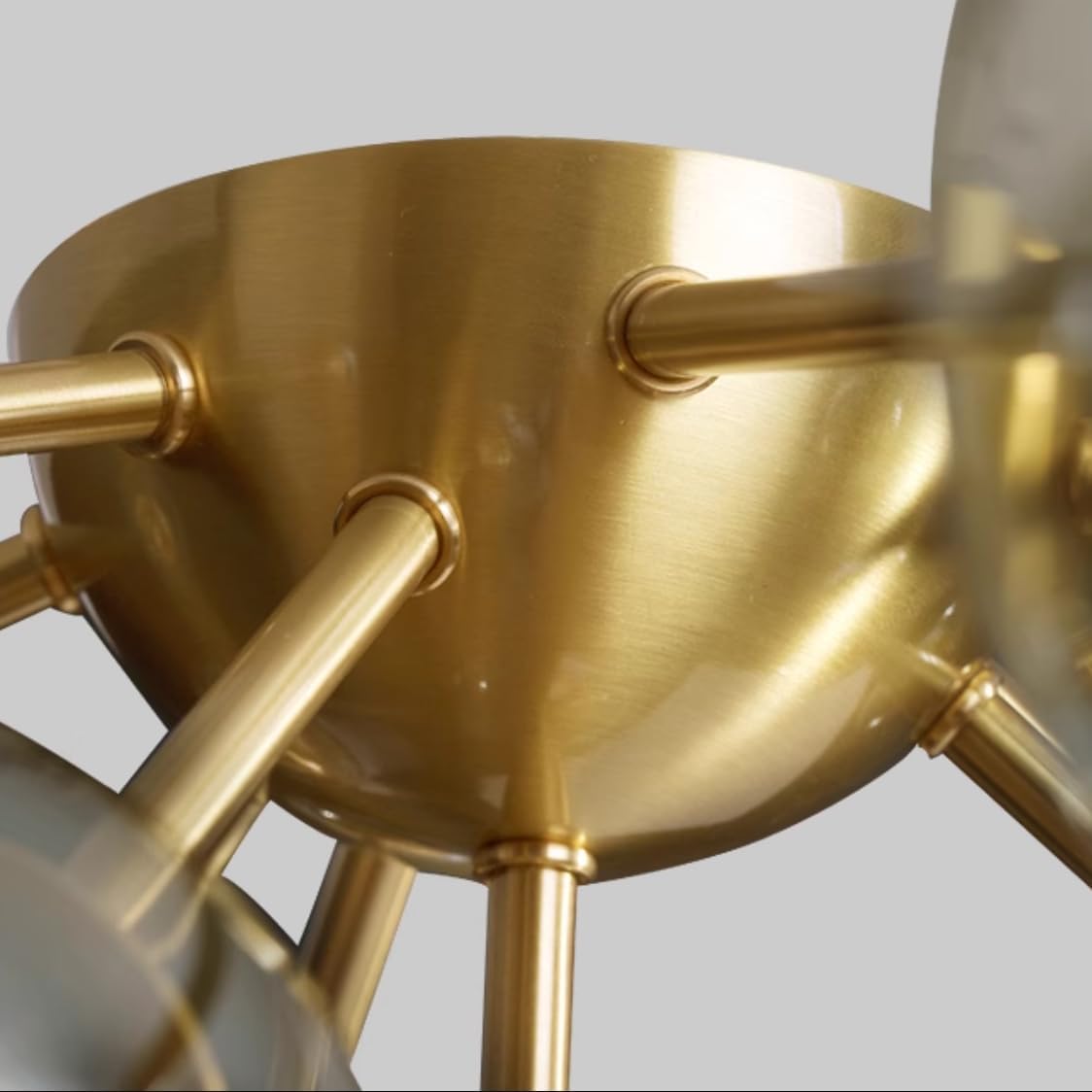 Modern 10 Lights Bubble Sputnik Semi Flush Mount Ceiling Light Clear Glass Globe Chandelier Brass Mid-Century Ceiling Lamp for Dining Room Living Room