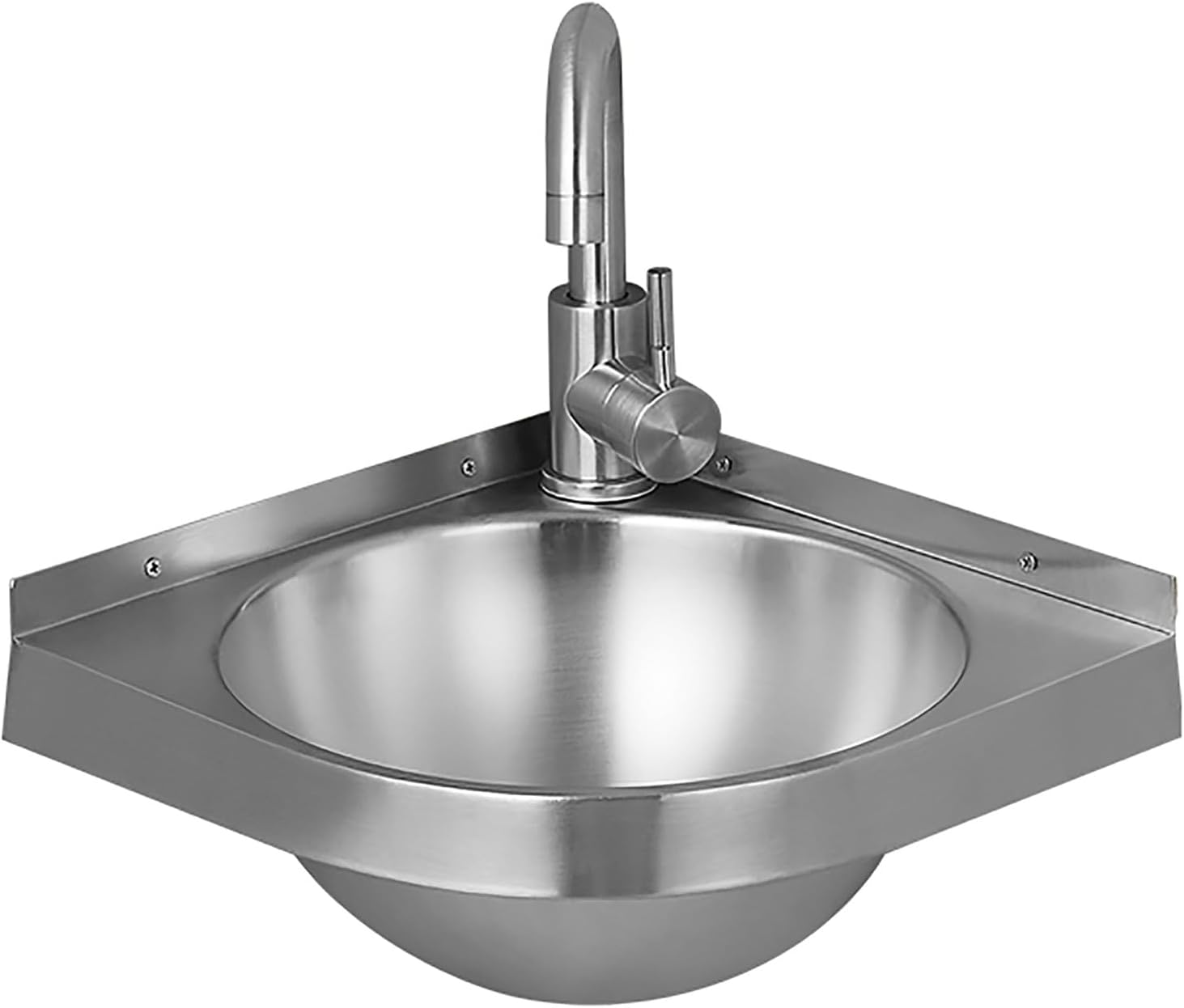 Triangular Stainless Steel Wall Mount Corner Vessel Sink, 12.5" Compact Single Bowl Sink with Drainer & Faucet for Bathroom Kitchen RV Laundry Utility,