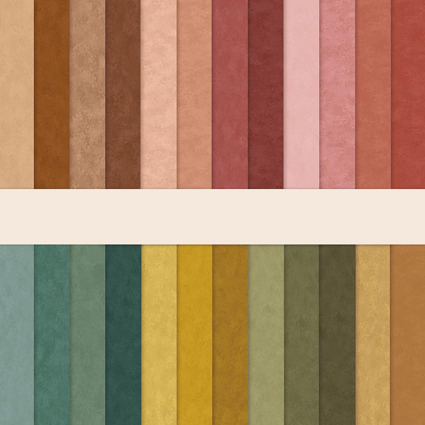 Papier de scrapbooking marron double face avec 24 motifs bohèmes pour junk journal
