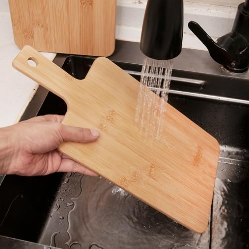 Tablas de Cortar de Bambú Yorkmills, Set de 6 Unidades, 39,4 cm x 19,1 cm, con Mango Integrado, para Cocina, Quesos, Pan, Frutas y Verduras miniatura 6