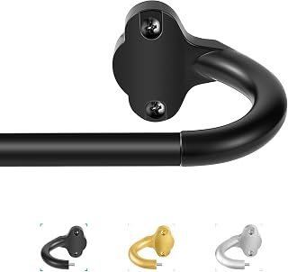 TVWOO Matte Black Wrap Around Curtain Rods 28-48 Inch, 5/8" Adjustable Heavy Duty Blackout Rod for Room Darkening, Curved Single Drapery Rod