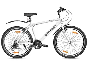 Stryder A TATA Product | 26T Street Fire MTB Cycle/Bicycle| 21 Speed Shimano Gears V-Brakes Mountain Bikes | 85% Assembled | Ideal for 10+ Years (White)