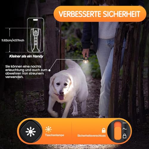 Antibellhalsband für Hunde, Anti-Bell-Gerät für Hunde, Wiederaufladbar Antibell Ultraschall Gerät mit 4 Modi, LED-Taschenlampe, 7m Reichweite, für kleine, Mittelgroße und Große Hunde (Schwarz.)