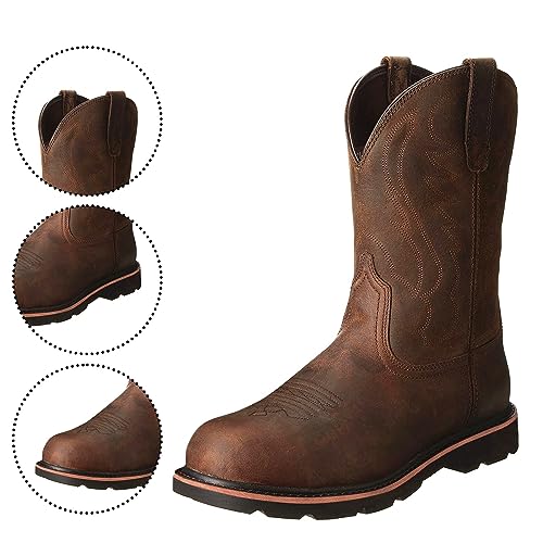 Mens Cowboy Boots Square Toe Embroidered Wide Calf Boots Slip On Brown Leathe Western Mens Winter Boots3