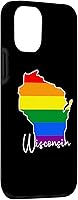 Vista 3 de Funda para iPhone 14 Wisconsin Map USA State Wisconsin Rainbow Flag Pride Month
