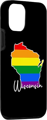 Vista 3 de Funda para iPhone 13 Pro Wisconsin Map USA State Wisconsin Rainbow Flag Pride Month
