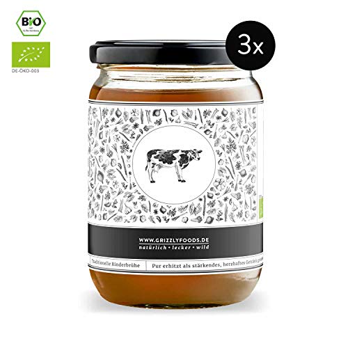 Grizzly Foods • BIO Brühe Rind + Huhn Probierpaket (6 x 500ml) • 100% natürlich • Ohne Zucker & Geschmacksverstärker • Lange gekocht • Wertvolle Nährwerte • Fleischbrühe, Fond, Bouillon