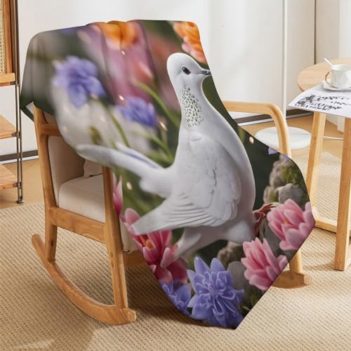 Couverture chaude en molleton de flanelle isolante motif colombe - 8