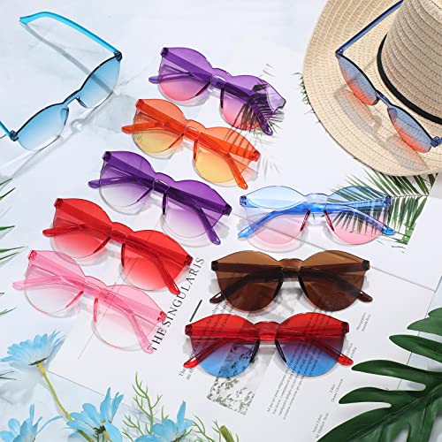 Hoteam 24 Pairs Colored Glasses Transparent Rimless Sunglasses Candy Color Tinted Glasses Cool Round Eyewear Fun Retro Eyeglasses for Women Girls Adult Teen Bachelorette Cosplay Party3